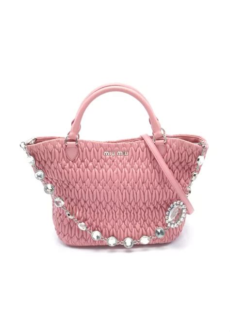 miu miu nappa crystal handle clutch|MIU MIU Nappa Matelasse Crystal Crossbody Clutch Fuxia .